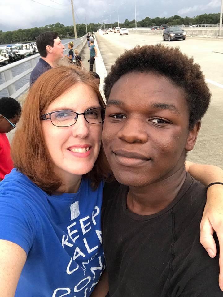 White mother and black son