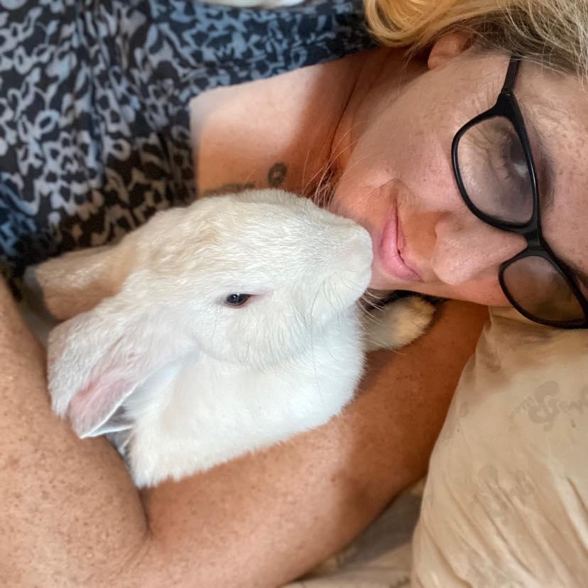 Cuddling a bunny