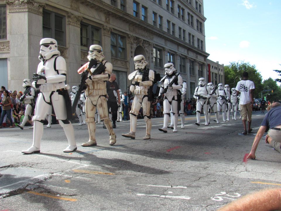 Storm Troopers walking in a parade